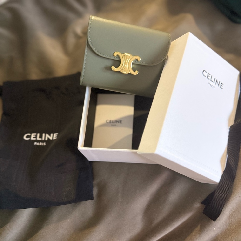 Celine Leather Wallet with Gold Accent ( rare color edition )